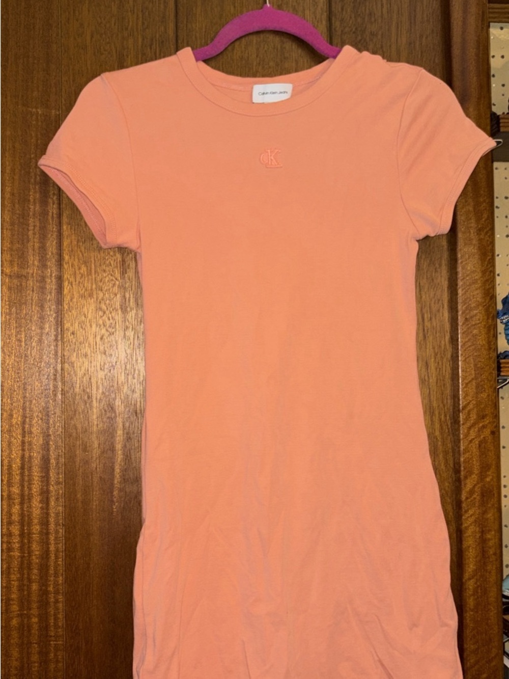 Calvin Klein Peach Knit Short Sleeve Girls' Dress